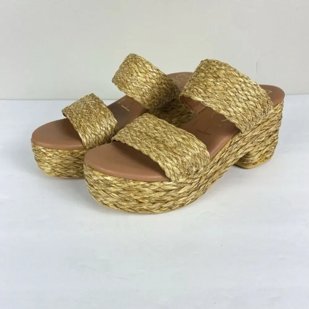 Beach by Matisse Raffia Platform Sandals Sz 8 Slip On Y2K Vacation Cruise